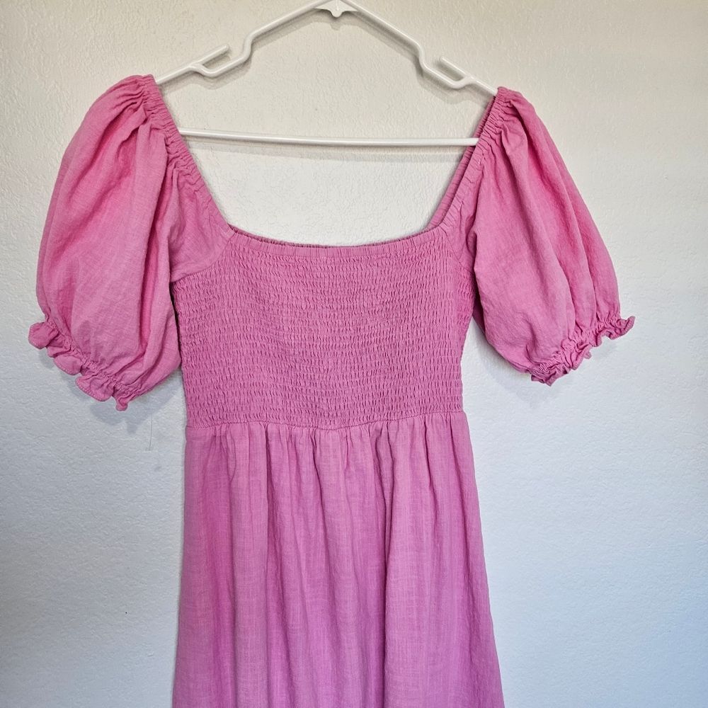 Seven Wonders | Brinley Cotton Slit Midi Dress Pink Flamingo Womens 10 - Picture 8 of 9